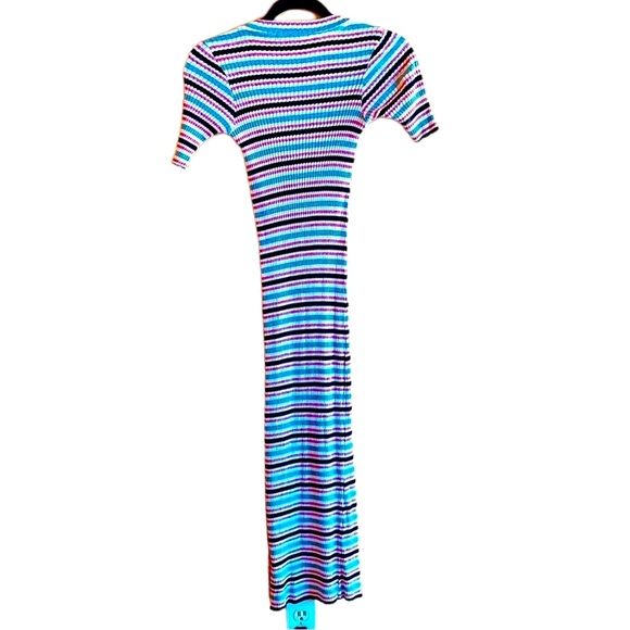 Stateside Red White and Blue Short Sleeved Striped MIDI Maxi Raw Edge He… - Picture 3 of 7